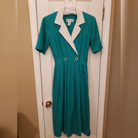 Vintage Dresses & Skirts - *VINTAGE* All Week Long Teal Shirt Dress